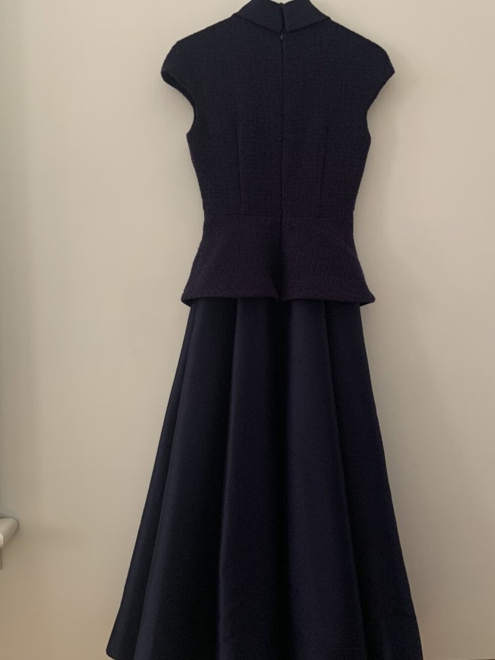 NWT Self-Portrait Navy Boucle Taffeta Midi Dress - Picture 6 of 8
